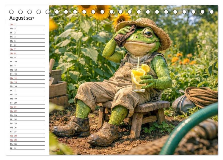 Produktbild: Frosch im Garten (Tischkalender 2027 DIN A5 quer), CALVENDO Monatskalender