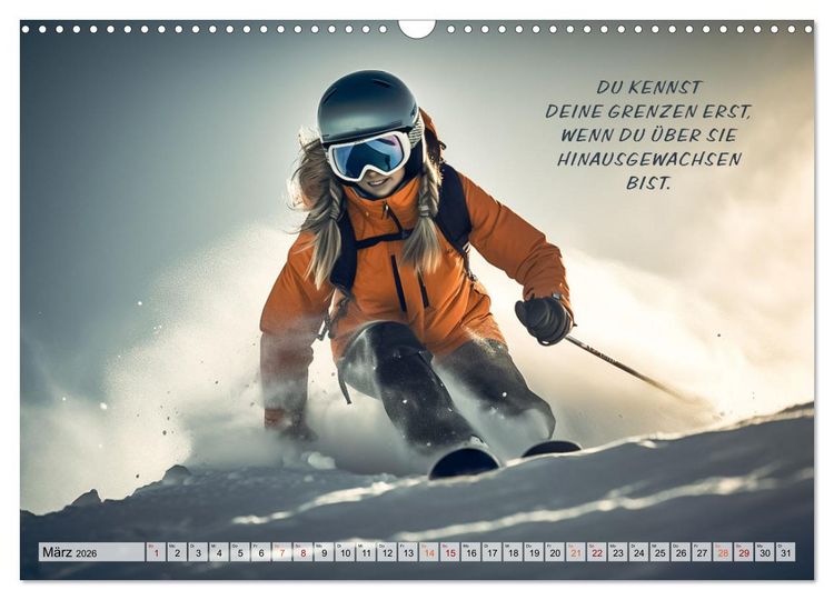 Produktbild: Motivation und Ski (Wandkalender 2026 DIN A3 quer), CALVENDO Monatskalender