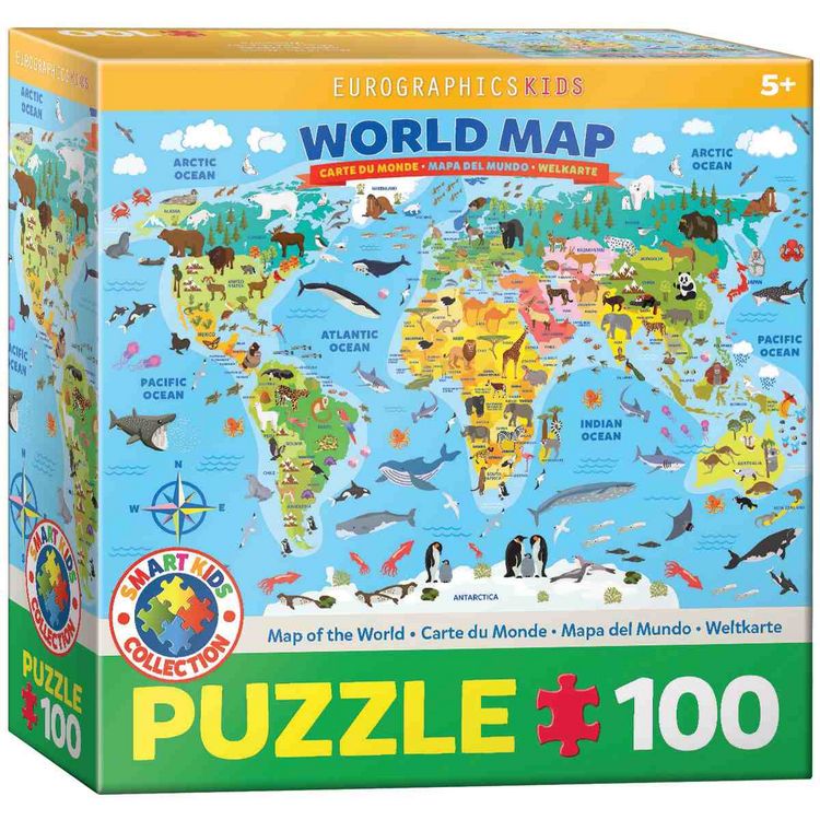 Produktbild: Eurographics 6100-5554 - Weltkarte illustriert , Puzzle, 100 Teile