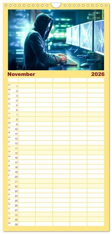 Produktbild: Familienplaner 2026 - Visuelle Reise in die digitale Welt mit 5 Spalten (Wandkalender, 21 x 45 cm) CALVENDO