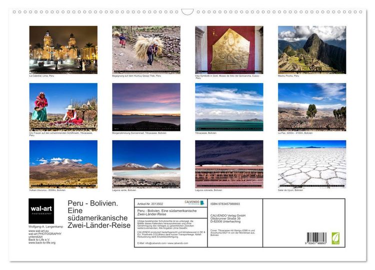 Produktbild: Peru - Bolivien. Eine s&uuml;damerikanische Zwei-L&auml;nder-Reise (Wandkalender 2026 DIN A2 quer), CALVENDO Monatskalender