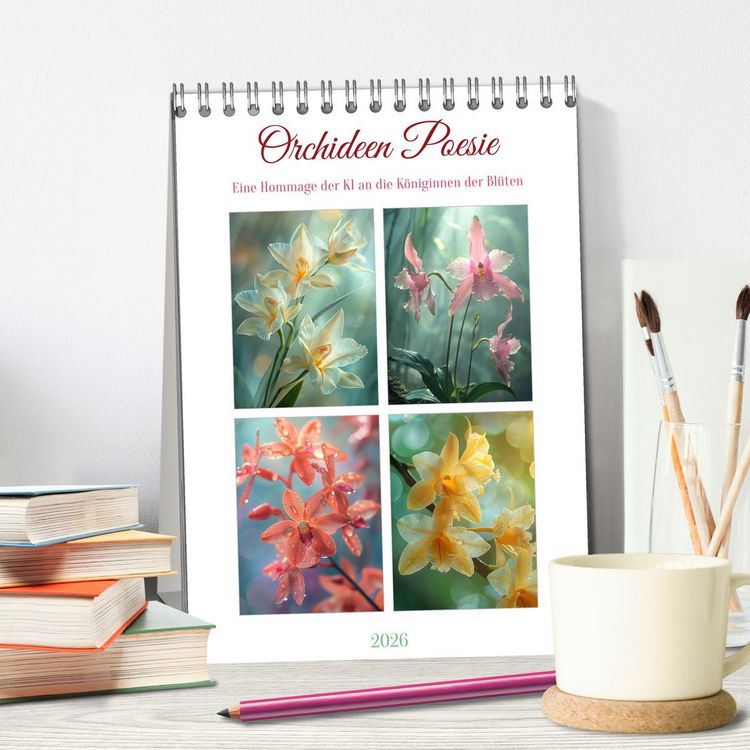 Produktbild: Orchideen Poesie (Tischkalender 2026 DIN A5 hoch), CALVENDO Monatskalender