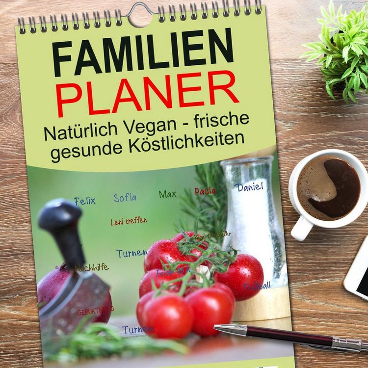 Produktbild: Familienplaner 2026 - Nat&uuml;rlich Vegan - frische gesunde K&ouml;stlichkeiten mit 5 Spalten (Wandkalender, 21 x 45 cm) CALVENDO