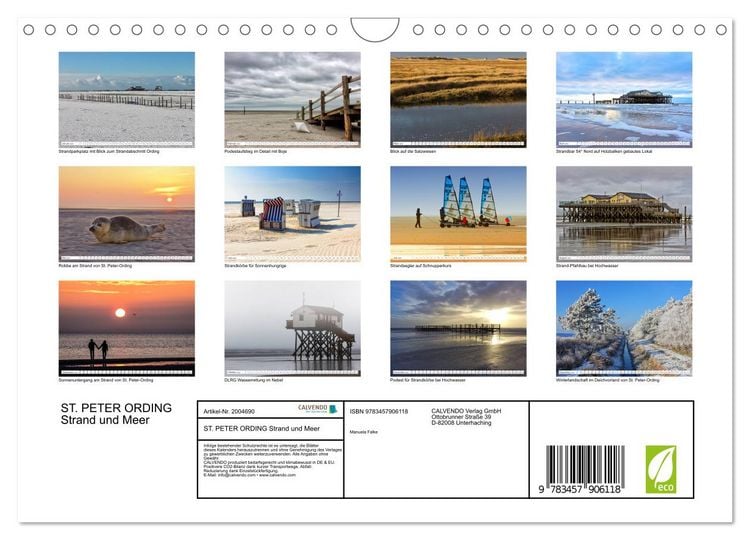 Produktbild: ST. PETER ORDING Strand und Meer (Wandkalender 2026 DIN A4 quer), CALVENDO Monatskalender