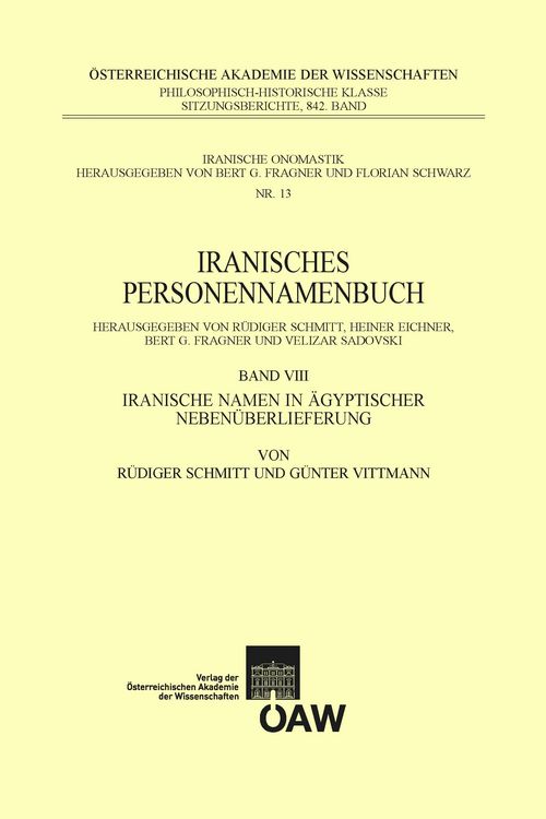 Produktbild: Iranisches Personennamenbuch / Iranisches Personennamenbuch Band VIII: Iranische Namen in &auml;gyptischer Neben&uuml;berlieferung