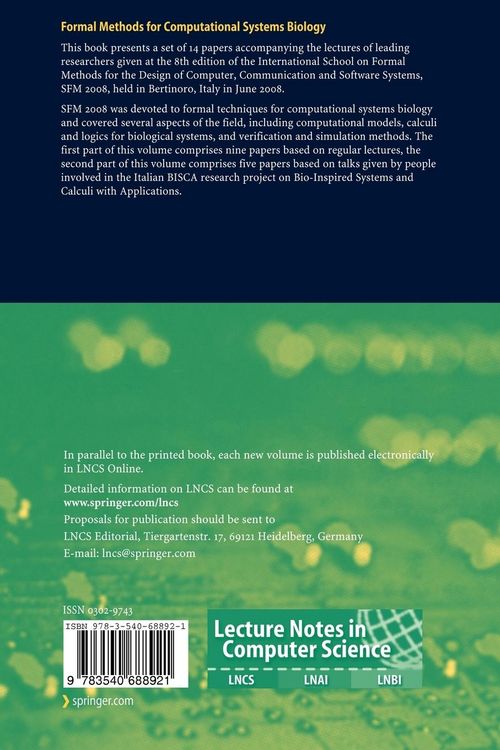 Produktbild: Formal Methods for Computational Systems Biology