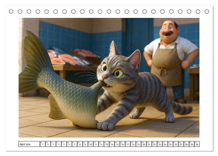 Produktbild: Katzen w&uuml;rden Fische kaufen (Tischkalender 2026 DIN A5 quer), CALVENDO Monatskalender