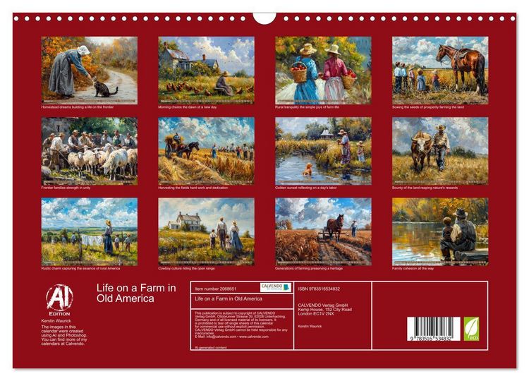 Produktbild: Life on a Farm in Old America (Wall Calendar 2026 DIN A3 landscape), CALVENDO 12 Month Wall Calendar