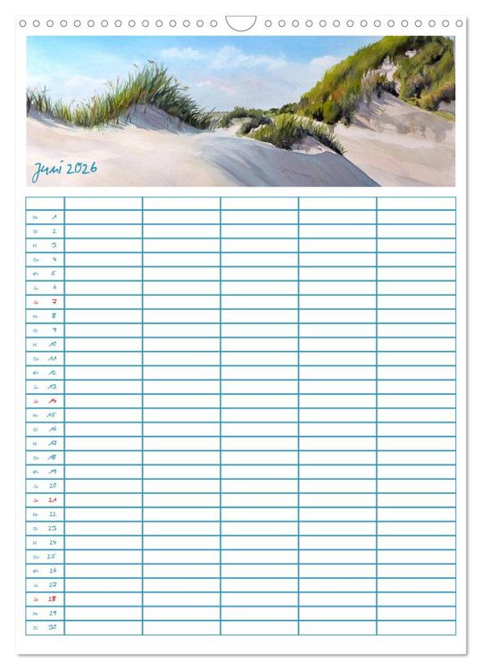Produktbild: Amrumaquarelle (Wandkalender 2026 DIN A3 hoch), CALVENDO Monatskalender