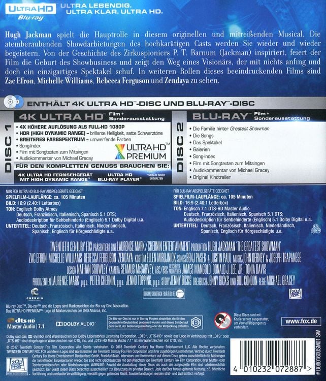 Produktbild: Greatest Showman (4K Ultra HD) (+ Blu-ray 2D)
