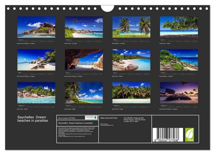 Produktbild: Seychelles Dream beaches in paradise (Wall Calendar 2026 DIN A4 landscape), CALVENDO 12 Month Wall Calendar