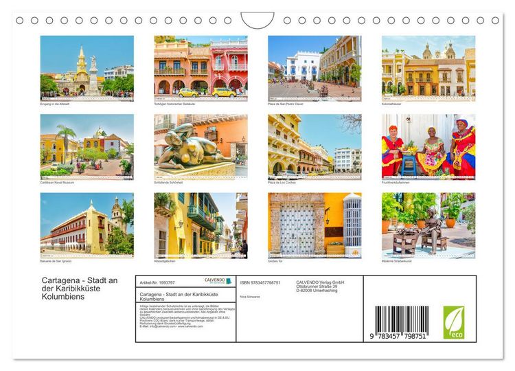 Produktbild: Cartagena - Stadt an der Karibikk&uuml;ste Kolumbiens (Wandkalender 2026 DIN A4 quer), CALVENDO Monatskalender