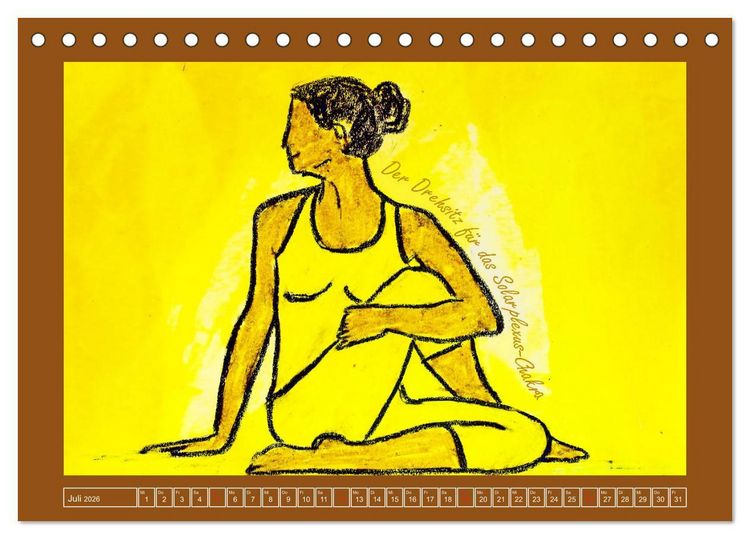 Produktbild: Farbige Yoga Kraftwelt - Yoga Asanas f&uuml;r die Chakren (Tischkalender 2026 DIN A5 quer), CALVENDO Monatskalender