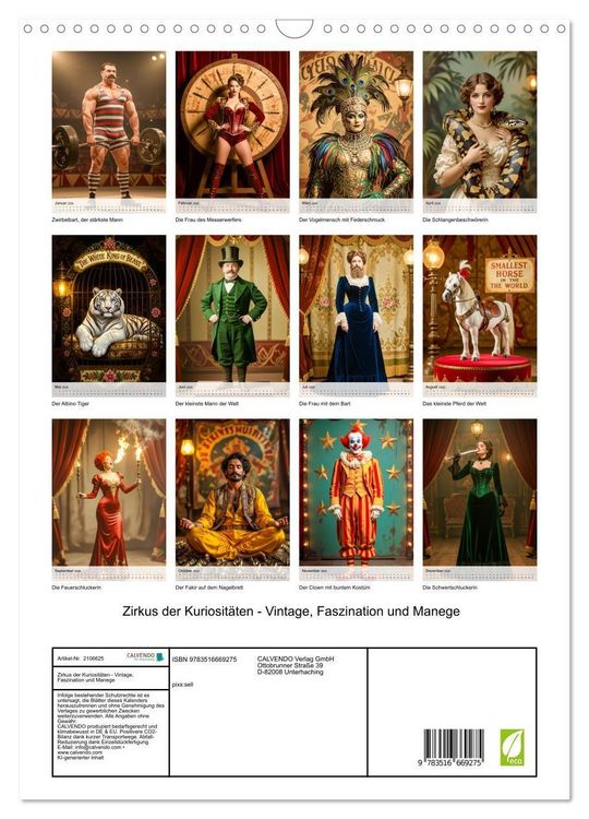 Produktbild: Zirkus der Kuriosit&auml;ten - Vintage, Faszination und Manege (Wandkalender 2026 DIN A3 hoch), CALVENDO Monatskalender