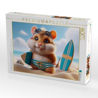 Produktbild: CALVENDO Puzzle Sonnige Strandtage: Der Surf-Hamster und sein Sandabenteuer | 1000 Teile Lege-Gr&ouml;&szlig;e 64x48cm Foto-Puzzle f&uuml;r gl&uuml;ckliche Stunden