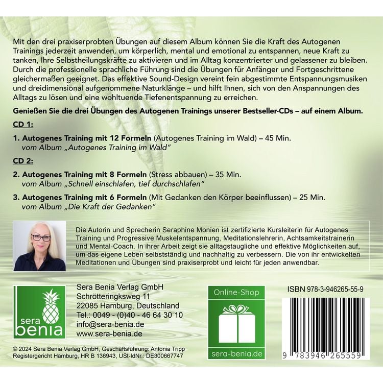 Produktbild: Autogenes Training | Übungen für die Gesundheit | 2 CDs | 3 Entspannungsübungen mit Entspannungsmusik {Tiefenentspannung, vegetatives Nervensystem beruhigen, Stressabbau, Konzentration steigern}