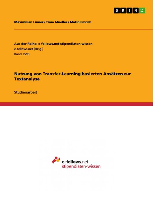Produktbild: Nutzung von Transfer-Learning basierten Ans&auml;tzen zur Textanalyse