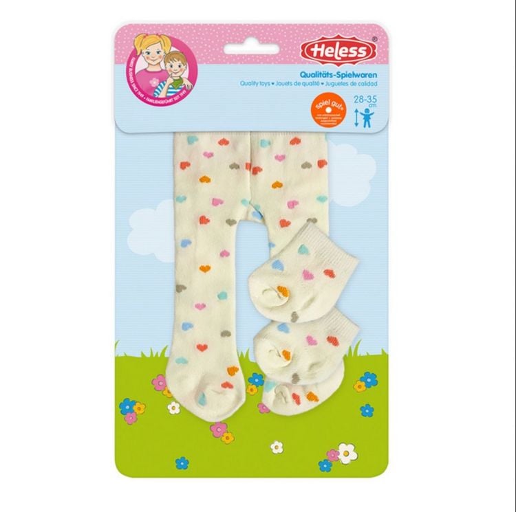 Produktbild: Puppen-Strumpfhose mit S&ouml;ckchen ''Herz-Konfetti'', Gr. 28-35 cm