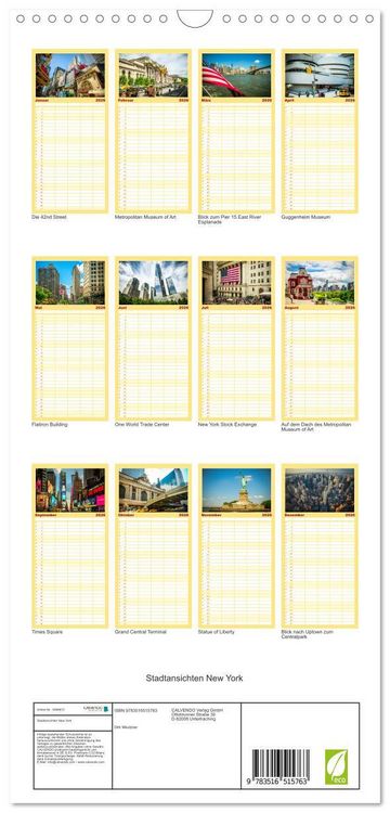 Produktbild: Familienplaner 2026 - Stadtansichten New York mit 5 Spalten (Wandkalender, 21 x 45 cm) CALVENDO