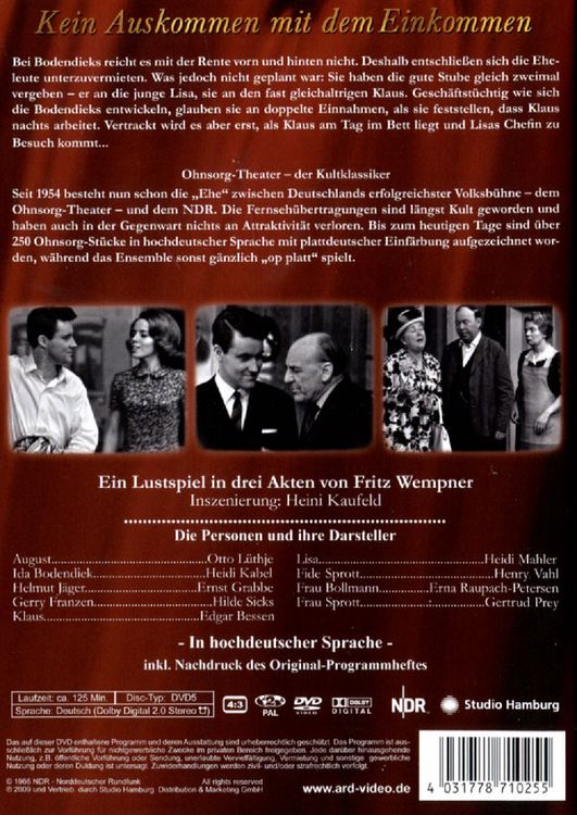 Produktbild: Ohnsorg Theater - Kein Auskommen mit dem Einkommen