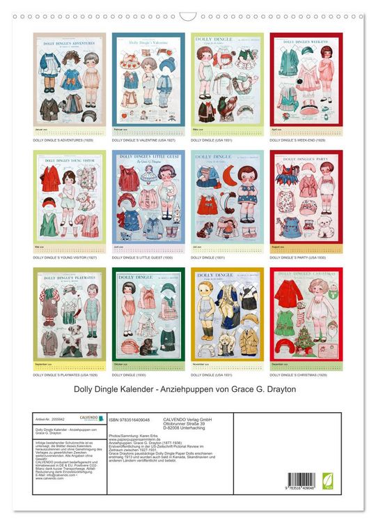 Produktbild: Dolly Dingle Kalender - Anziehpuppen von Grace G. Drayton (Wandkalender 2026 DIN A2 hoch), CALVENDO Monatskalender