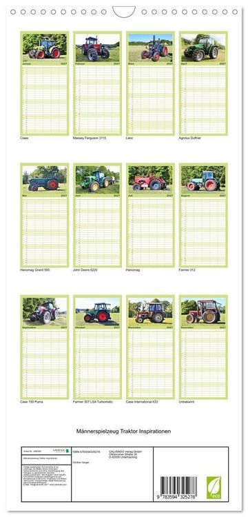 Produktbild: Familienplaner 2027 - M&auml;nnerspielzeug Traktor Inspirationen mit 5 Spalten (Wandkalender, 21 x 45 cm) CALVENDO