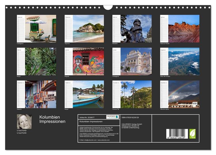 Produktbild: Kolumbien Impressionen (Wandkalender 2026 DIN A3 quer), CALVENDO Monatskalender