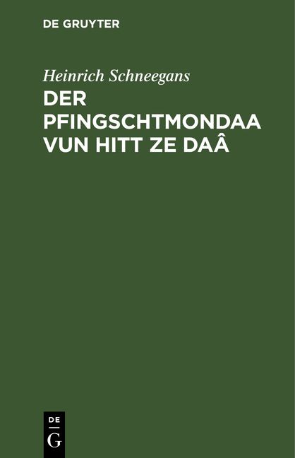 Produktbild: Der Pfingschtmondaa vun hitt ze Da&acirc;