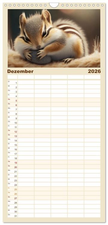 Produktbild: Familienplaner 2026 - Traumhafte Ruhe - Ein Jahr mit s&uuml;&szlig;en Schlafm&uuml;tzen mit 5 Spalten (Wandkalender, 21 x 45 cm) CALVENDO