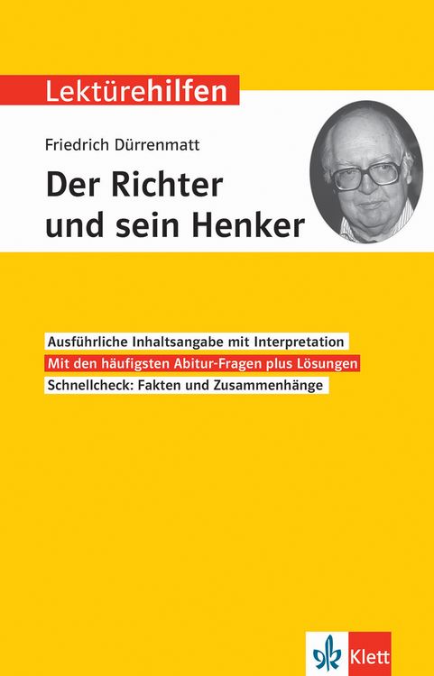 Produktbild: Klett Lekt&uuml;rehilfen Friedrich D&uuml;rrenmatt, Der Richter und sein Henker