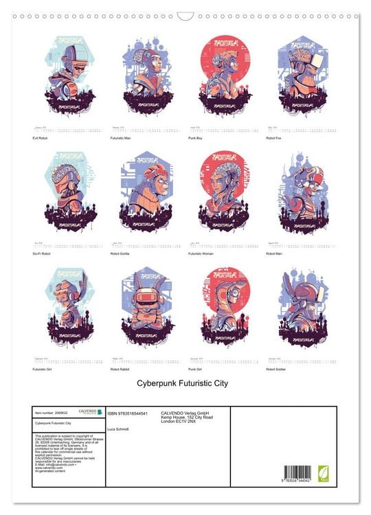 Produktbild: Cyberpunk Futuristic City (Wall Calendar 2026 DIN A2 portrait), CALVENDO 12 Month Wall Calendar