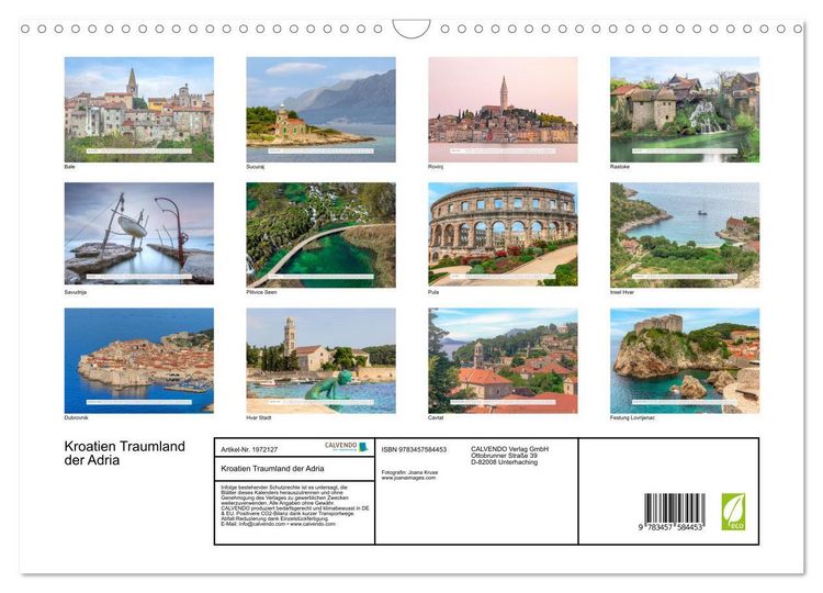 Produktbild: Kroatien Traumland der Adria (Wandkalender 2026 DIN A3 quer), CALVENDO Monatskalender
