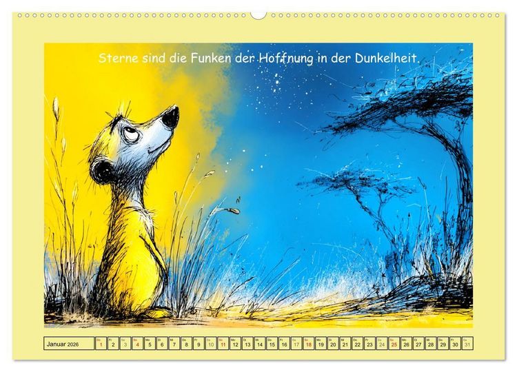 Produktbild: Kleine W&auml;chter. Erdm&auml;nnchen und Weisheiten (hochwertiger Premium Wandkalender 2026 DIN A2 quer), Kunstdruck in Hochglanz
