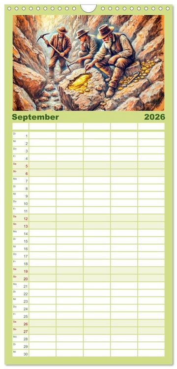 Produktbild: Familienplaner 2026 - Auf den Spuren des Goldes - Vom Goldrausch am Yukon River mit 5 Spalten (Wandkalender, 21 x 45 cm) CALVENDO