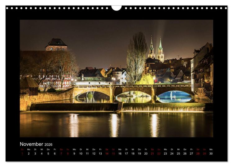 Produktbild: N&uuml;rnberg - Die Altstadt bei Nacht (Wandkalender 2026 DIN A3 quer), CALVENDO Monatskalender