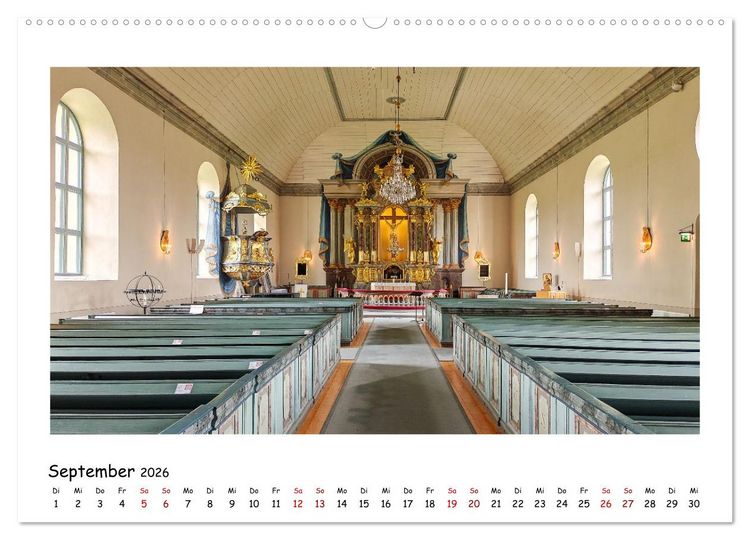 Produktbild: Schwedische Kirchen auf dem St.Olavsweg (hochwertiger Premium Wandkalender 2026 DIN A2 quer), Kunstdruck in Hochglanz