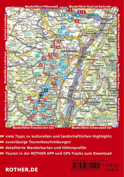 Produktbild: ROTHER Wanderf&uuml;hrer Vogesen. 60 Touren zu Panoramagipfeln, Felsen, Seen und Burgen zwischen Elsass und Lothringen