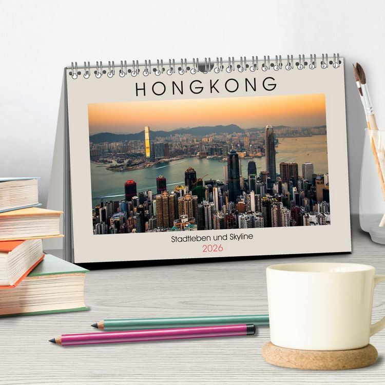 Produktbild: HONGKONG Skyline und Stadtleben (Tischkalender 2026 DIN A5 quer), CALVENDO Monatskalender