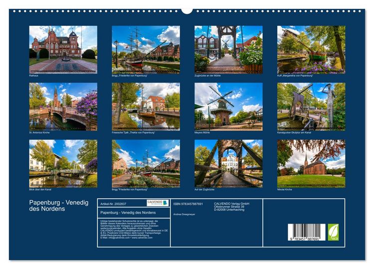 Produktbild: Papenburg - Venedig des Nordens (hochwertiger Premium Wandkalender 2026 DIN A2 quer), Kunstdruck in Hochglanz