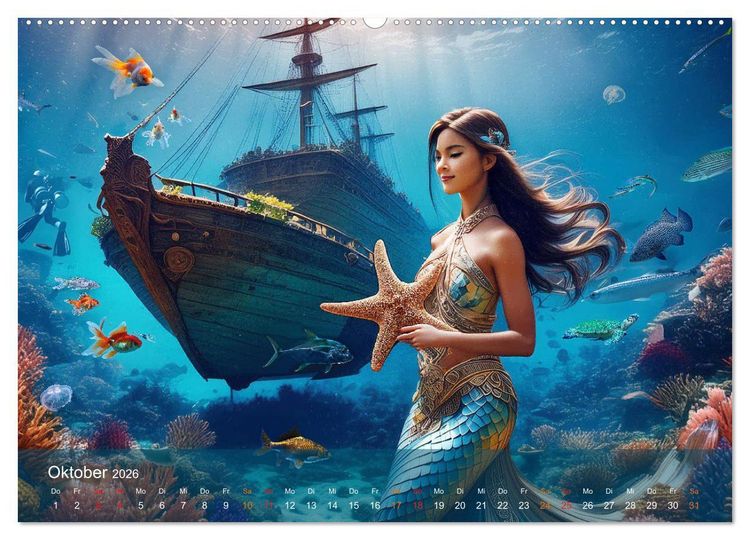 Produktbild: Meerjungfrauen in mystischen Unterwasserwelten (Wandkalender 2026 DIN A2 quer), CALVENDO Monatskalender