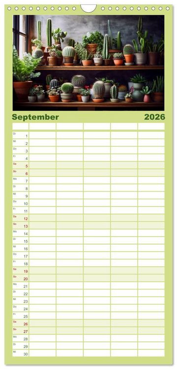 Produktbild: Familienplaner 2026 - Kaktuszauberland mit 5 Spalten (Wandkalender, 21 x 45 cm) CALVENDO