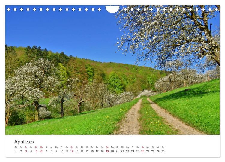 Produktbild: Wege durchs Jahr- Zitate begleiten auf romantisch sch&ouml;nen Wegen (Wandkalender 2026 DIN A4 quer), CALVENDO Monatskalender