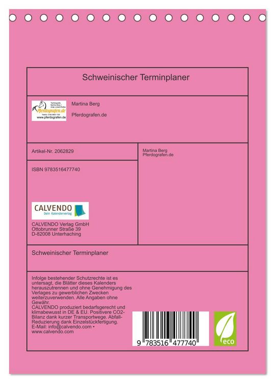 Produktbild: Schweinischer Terminplaner (Tischkalender 2026 DIN A5 hoch), CALVENDO Monatskalender
