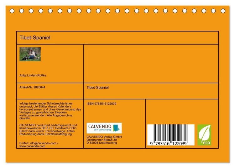 Produktbild: Tibet-Spaniel (Tischkalender 2026 DIN A5 quer), CALVENDO Monatskalender