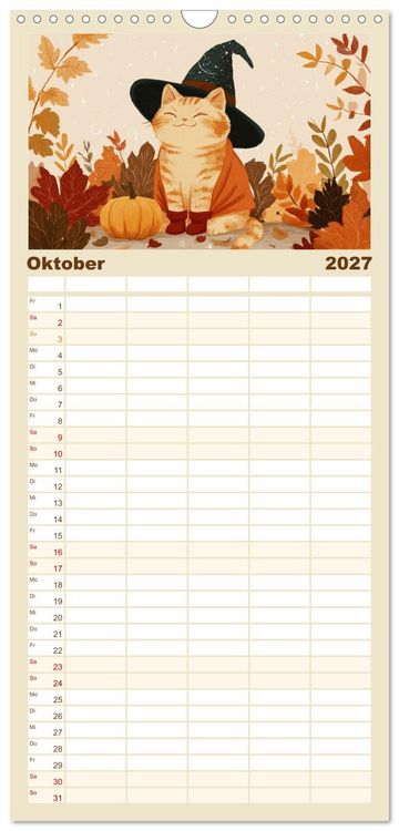 Produktbild: Familienplaner 2027 - Gute Laune Katzen mit 5 Spalten (Wandkalender, 21 x 45 cm) CALVENDO
