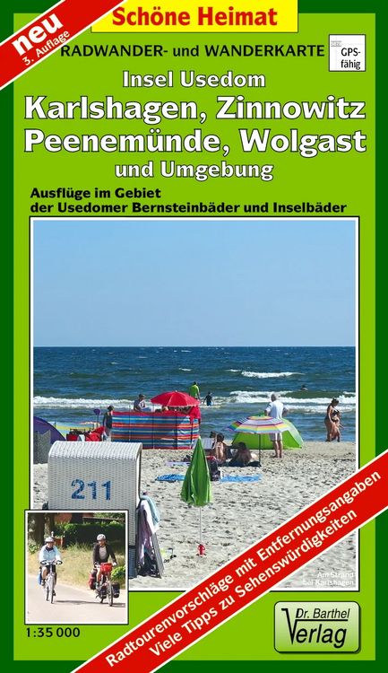 Produktbild: Radwander- und Wanderkarte Insel Usedom, Karlshagen, Zinnowitz, Peenem&uuml;nde, Wolgast und Umgebung