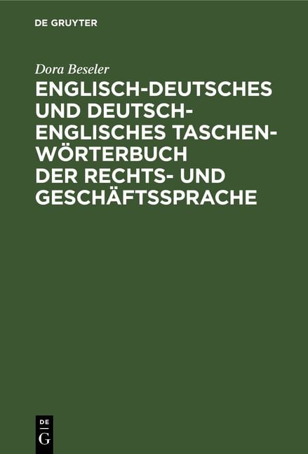 Produktbild: Englisch-deutsches und deutsch-englisches Taschenw&ouml;rterbuch der Rechts- und Gesch&auml;ftssprache