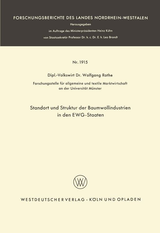 Produktbild: Standort und Struktur der Baumwollindustrien in den EWG-Staaten