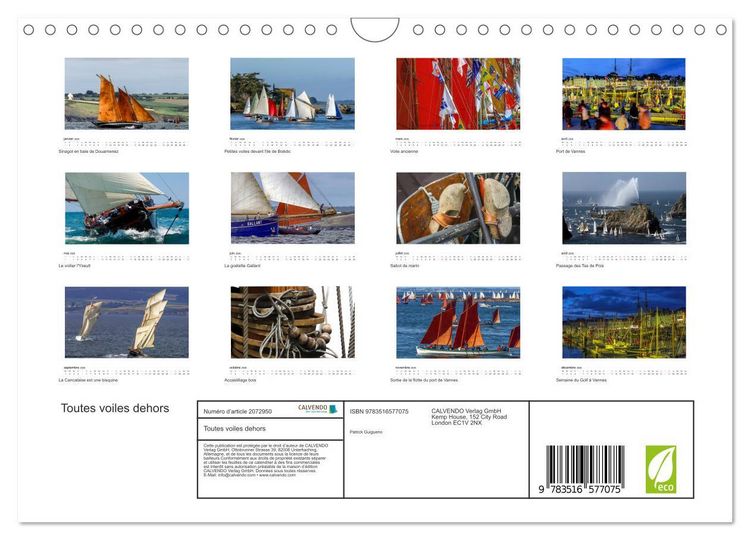 Produktbild: Toutes voiles dehors (Calendrier mural 2026 DIN A4 vertical), CALVENDO calendrier mensuel