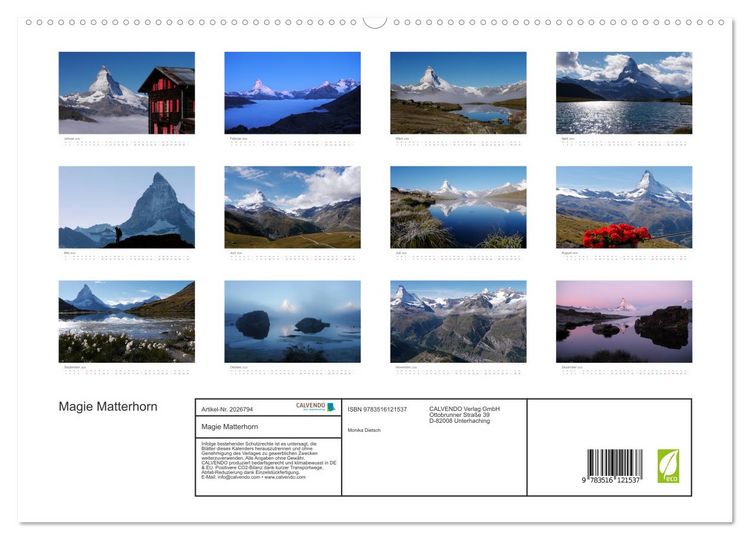 Produktbild: Magie Matterhorn (hochwertiger Premium Wandkalender 2026 DIN A2 quer), Kunstdruck in Hochglanz